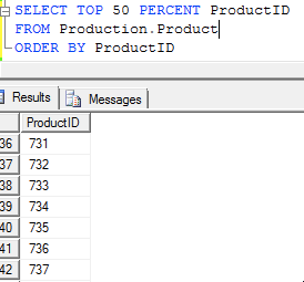 SQL's TOP operator returns rows sequentially